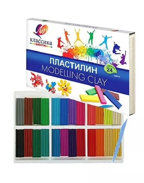 NWT Classic Plasticine Reusable Modelling Clay Kit Set of 24