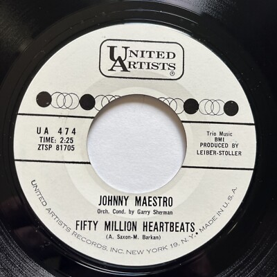PROMO 45: Johnny Maestro   Fifty Million Heartbeats / Before I Loved Her 1962 UA