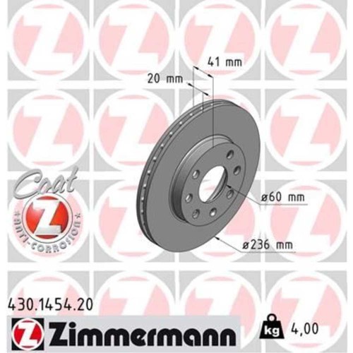 ZIMMERMANN Bremsscheiben vorne Ø236 mm Innenbelüftet für Opel Corsa B 73_ - Bild 2 von 2