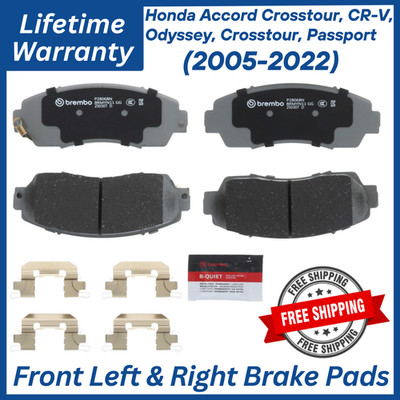Brembo OEM Front Ceramic Brake Pads Kit For 2005-2022 Honda, Lifetime Warranty.