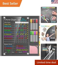Acrylic Magnetic Chore Chart for Kids, Chore Board, Dry Erase Chore Chart, 12...