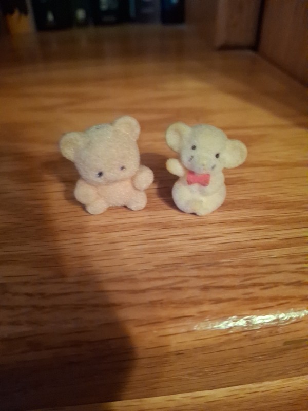 Fuzzy Bear And Mouse Figurines