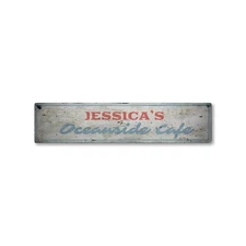 Oceanside Cafe, Custom Chef Name - Rustic Distressed Wood Sign