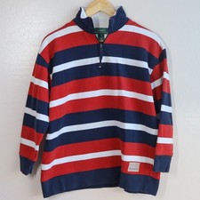 Vintage Lauren Ralph Lauren 1/4 Zip Pullover Womens S Red Rugby Striped Navy Red