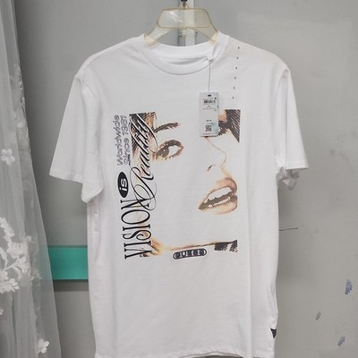 GUESS ECO Vision Is Reality Men s Tee S White Regular Crew Marilyn Monroe
