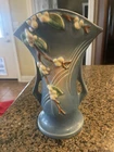 ROSEVILLE POTTERY, SNOWBERRY, BLUE 9 1/4” DOUBLE HANDLED VASE No Damage
