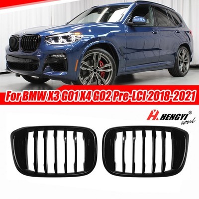 For BMW X3 G01 X4 G02 18-21 M-style Front Bumper kidney Grill Grille Gloss Black