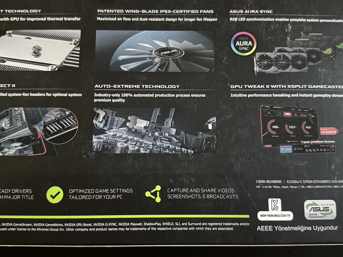 ASUS NVIDIA GeForce GTX 1080 Ti Computer Graphics Cards for sale
