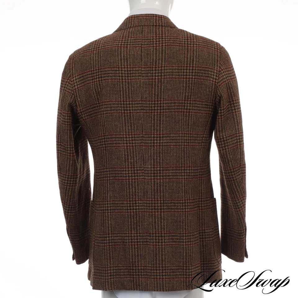 LNWOT Sartoria Carrara NMWA Brown Multi Prince of Wales Shaggy Tweed Jacket 52 L - Image 3 of 4