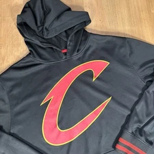 NBA Unk Cleveland Cavaliers Black Red Logo Longsleeve Hoodie Mens Large