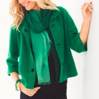 Women s Plus Sz  XL Addison Green Wool Cardigan Toggle Preppy Holiday Minimalist