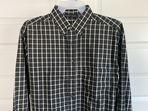 Michael Austin Sz L Casual Button Front Shirt L/S Black & Whhite Plaid Msrp $38. - Picture 2 of 2