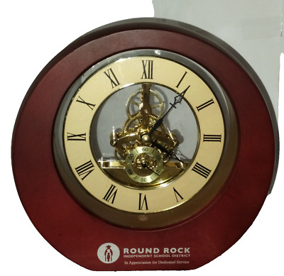 Solstice Eclipse Burgundy Desk Clock 7.5'' Appreciation Round Rock School Rare