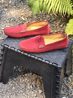 Cole Haan Red Suede Flat Slip On Loafer Shoes Size 8B | eBay display picture 1