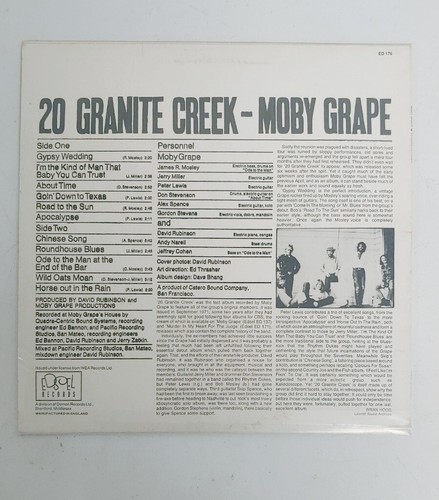 Moby Grape – 20 Granite Creek 1986 Vinyl LP 33 RPM Edsel Records – ED 176 - Picture 3 of 9