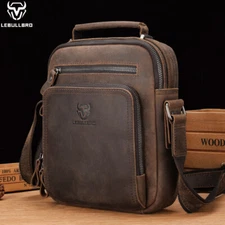 Vintage Crossbody Bag Coffee Cowhide Crazy Horse Leather Sling Shoulder Bag New