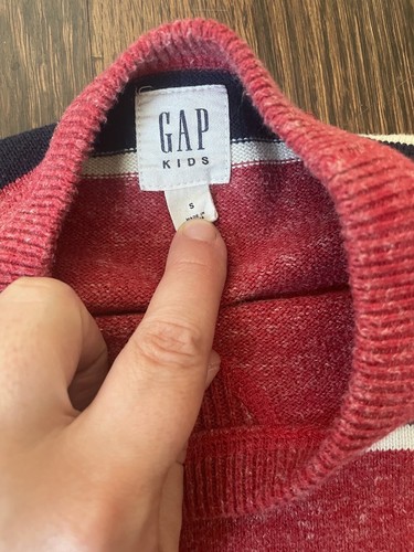 Red With Navy And White Stripes Gap Kids Boys Long Sleeve Sweater - Picture 2 of 3