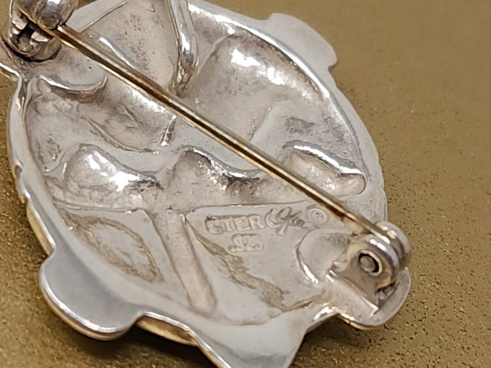 Broche prendedor vintage de tortuga turquesa de plata esterlina 925 CAROLYN POLLACK RELIOS Foto 4 de 4