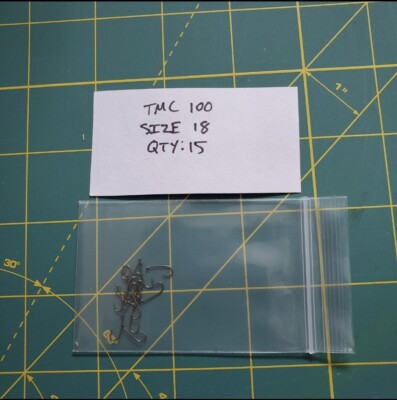 Tiemco TMC100 size 18 wet fly fishing hooks barbed nymphing down eye 