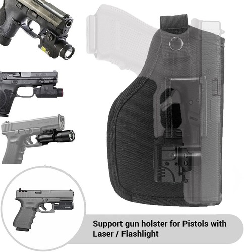 Tactical Concealed Carry IWB OWB Gun Holster Fits with Laser Light or Flashlight