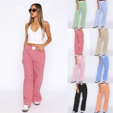 Women Striped Print Pants High Waist Wide Leg Pants Vintage Lounge Pants