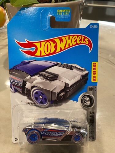 2017 Hot Wheels #204 Super Chromes 10/10 ROGUE HOG chrome avec roues bleues-5 rayons - Photo 1 sur 1
