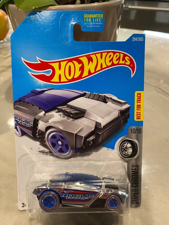 2017 Hot Wheels #204 Super Chromes 10/10 ROGUE HOG Avec / Bleu Wheels-5 Rayons - Photo 1/1