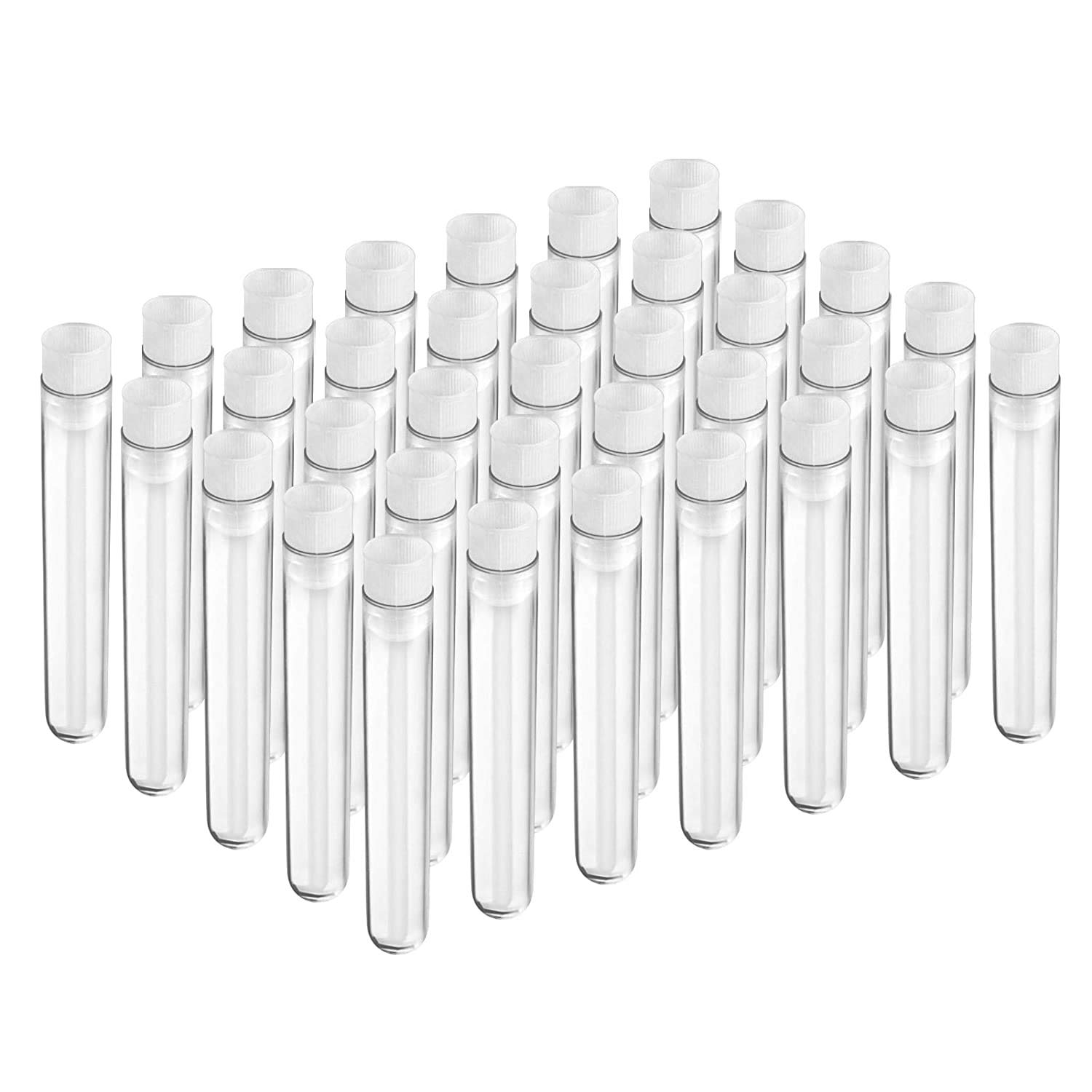 Clear Plastic Test Tubes with Caps for Scientific Use ,50Pcs 12X100Mm