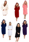 Ladies Women's Warm Coral Fleece Hooded Bathrobe Dressing Gown Housecoat Belted