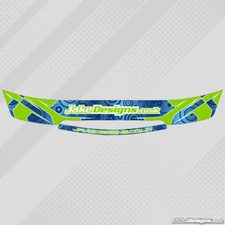 JakeDesigns HELMET VISOR STICKERS/STRIPS in Hot Green & Chrome Blue KARTING 