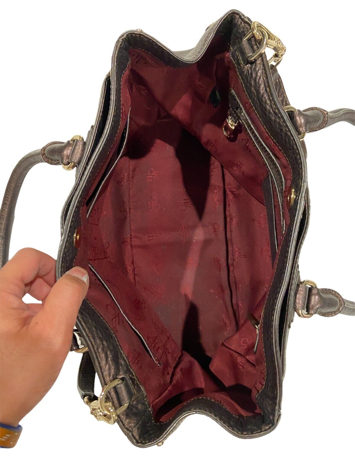 Cole Hann Leather Shoulder Bag Purse Brown Medium… - image 9