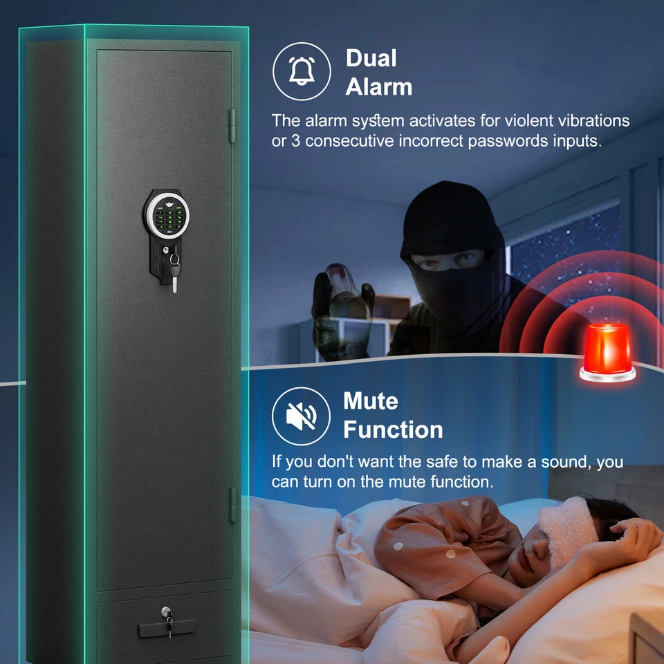 Caja fuerte para 6 armas, caja fuerte digital para rifles y pistolas en casa Foto 4 de 4