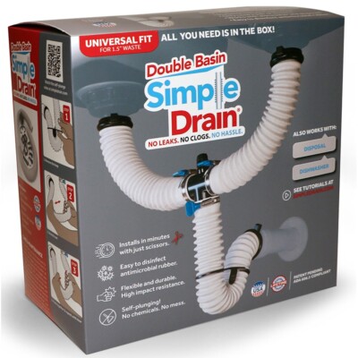 Simple Drain Double Basin Self-Plunging Sink Drain Trap Repair Kit