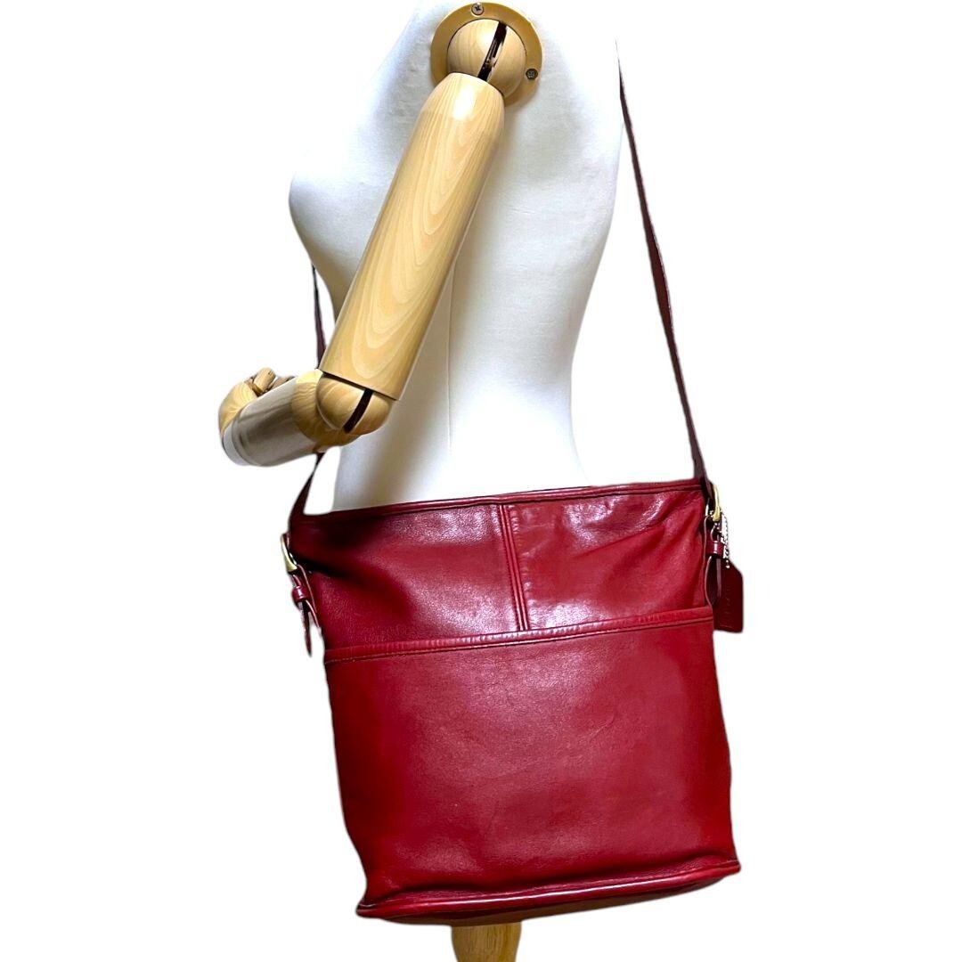 美品✨vintage coach old bag ハーフムーン 赤 オールドコーチ ワンショルダーバッグ ボルドー レッド ハーフ