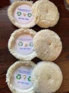 Buffing Pads 6 Pack Cleaned and Recycled 100% Wool 8” Grip
