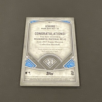 2017 TOPPS MUSEUM COLLECTION ICHIRO MEANINGFUL MATERIAL RELIC 4