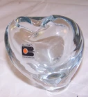 VTG MCM Blenko Clear Glass Heart Shaped Bud Vase Label  4" Handmade