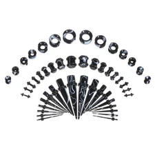 Ear Stretching Kit 50 Piece 14G-00G Ear Gauges Expander Tapers Plugs Double C...