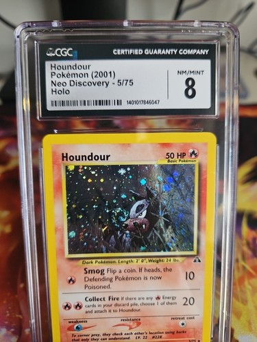 Houndour Holo Neo Discovery 2002 WOTC CGC 8 NM/MINT With Swirl - Picture 6 of 8