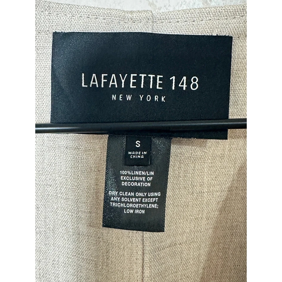 Lafayette 148 New York 100% Linen Lightweight Open Blazer Jacket Blue Size Small - Image 2 of 4