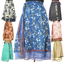 Indian Vintage Silk Skirts 20 PC Lot Dress Bohemian Women Hippie Boho Sari Gypsy