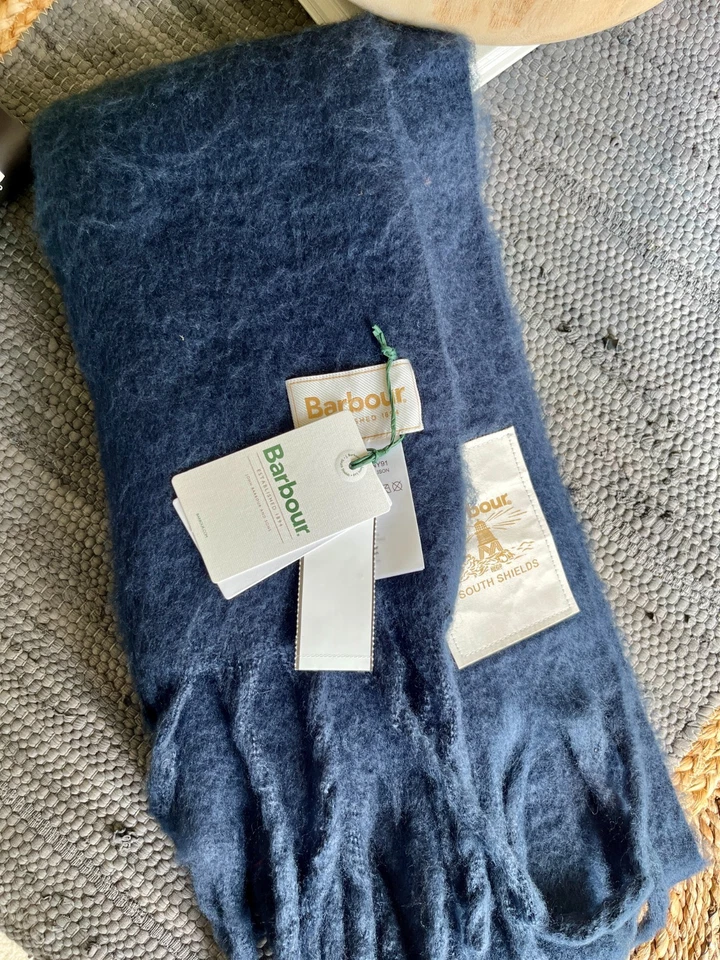 Barbour Ellison бахрома шарф в темно-синий новый с Ярлыками новый $68 - Изображение 3 из 3