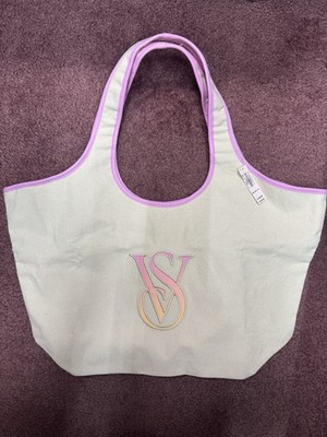 Victoria s Secret Canvas Tote Heritage Stripe Rope Snap Closure NWT/PACKAGING
