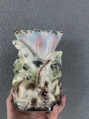 ''Awesome'' Vintage Lusterware Bee Dee Co. Japan Horse Planter. ''Mare and Foal''