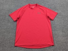 Under Armour Shirt Mens Medium Red Short Sleeve Crew Neck Tech Tee Gym Training