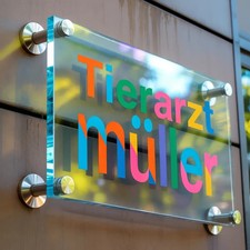 Acrylglas FIRMENSCHILD MIT Laser Druck WERBESCHILD TIERARZT PRAXIS BÜRO KANZLEI
