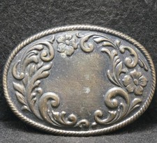 XE23158 REALLY NICE VINTAGE 1970s  FLORAL ARTWORK  UNISEX FASHION BELT BUCKLE