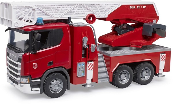 Bruder 03591 Scania Super 560R Feuerwehr Mit Drehleiter, Wasserpumpe, L+S Modu-image