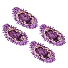 4 Pcs Washable Cleaning Shoes Covers Home Chenille Microfiber Duster Mop(Purple)