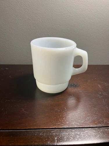 Vgt Fire King Anchor Hocking Coffee Mug Oven Proof Milk Glass Stackable D Handle